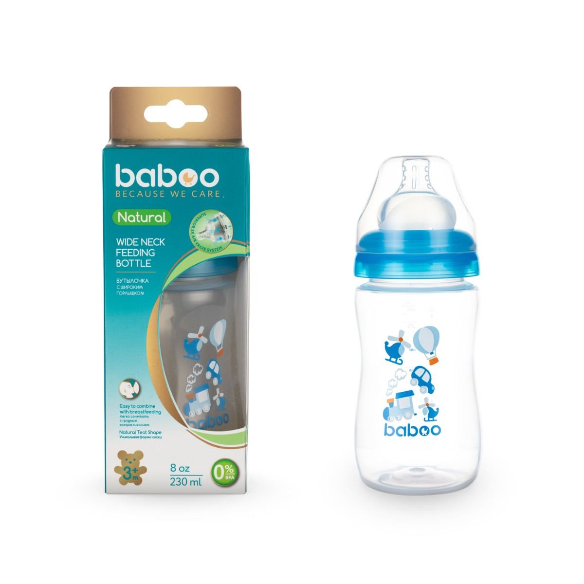 Бутылочка Baboo Transpor 230мл голубая купить,NaN