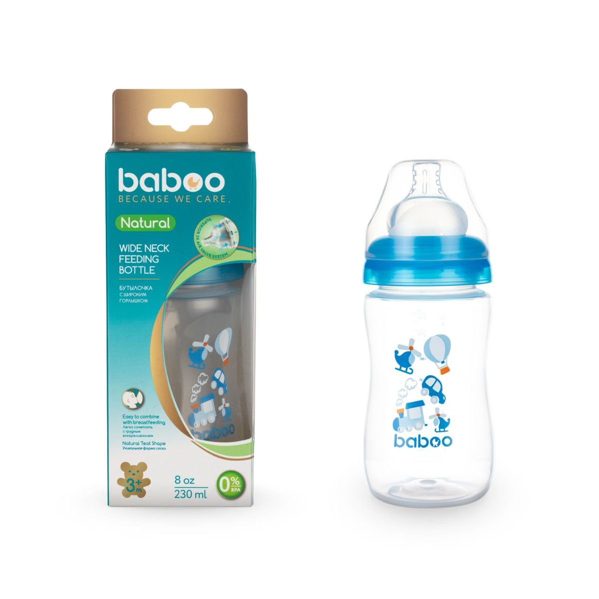 Бутылочка Baboo Transpor 230мл голубая купить,NaN