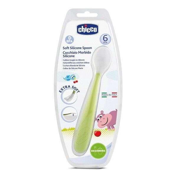 Ложка Chicco мягкая силиконовая 6+ зеленая  