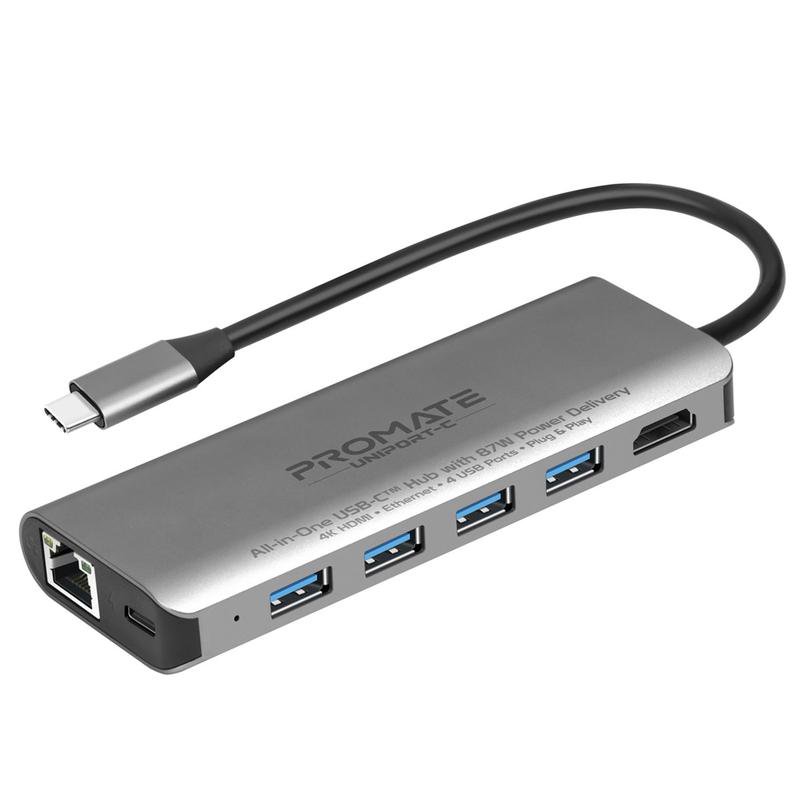 Разветвитель Apple Promate All-in-One USB-C Hub серебристый