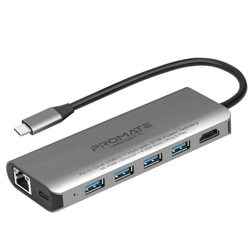 Разветвитель Apple Promate All-in-One USB-C Hub серебристый