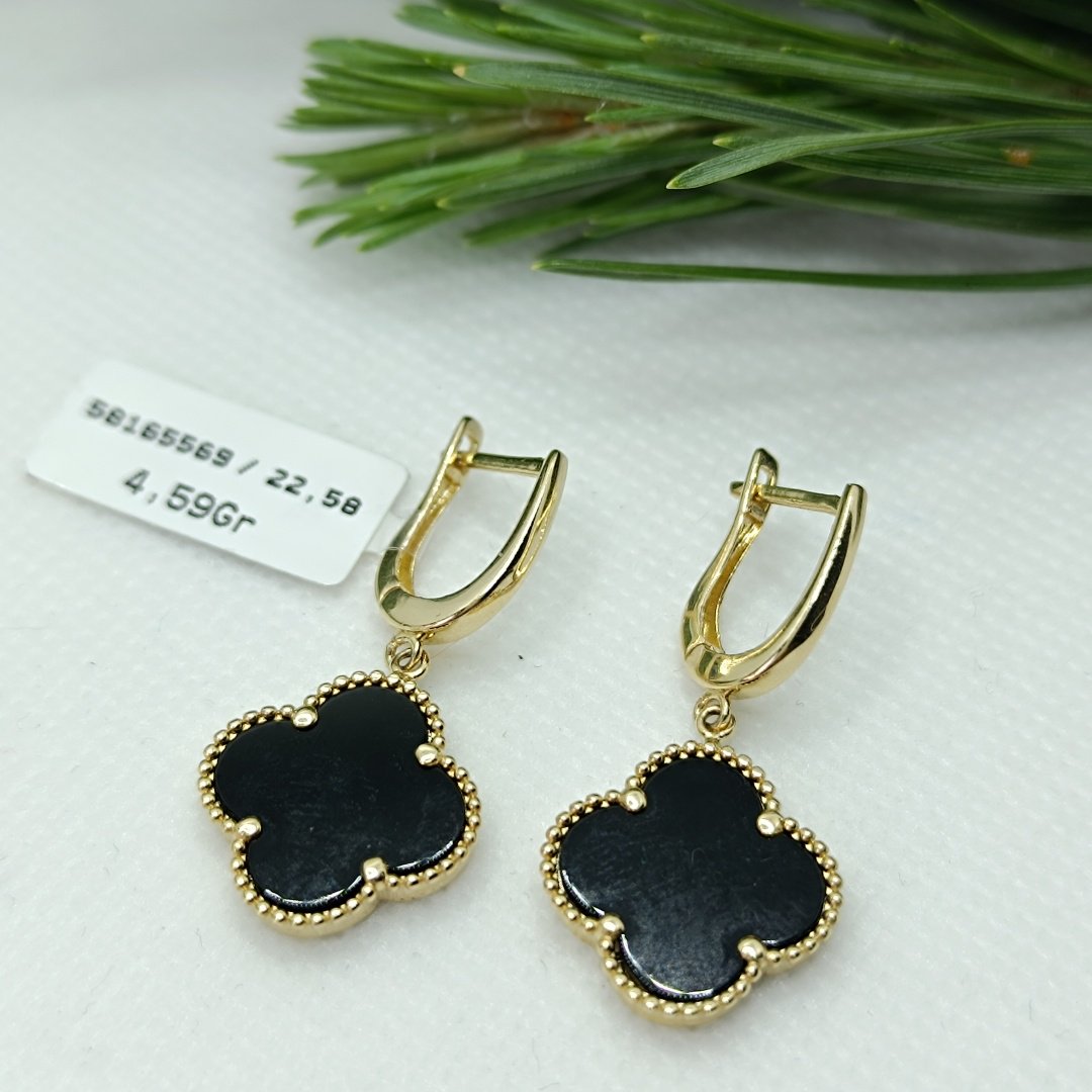 Серьги MANILAS GOLD Diana diamond вес 4.59 г золото, оникс купить,NaN