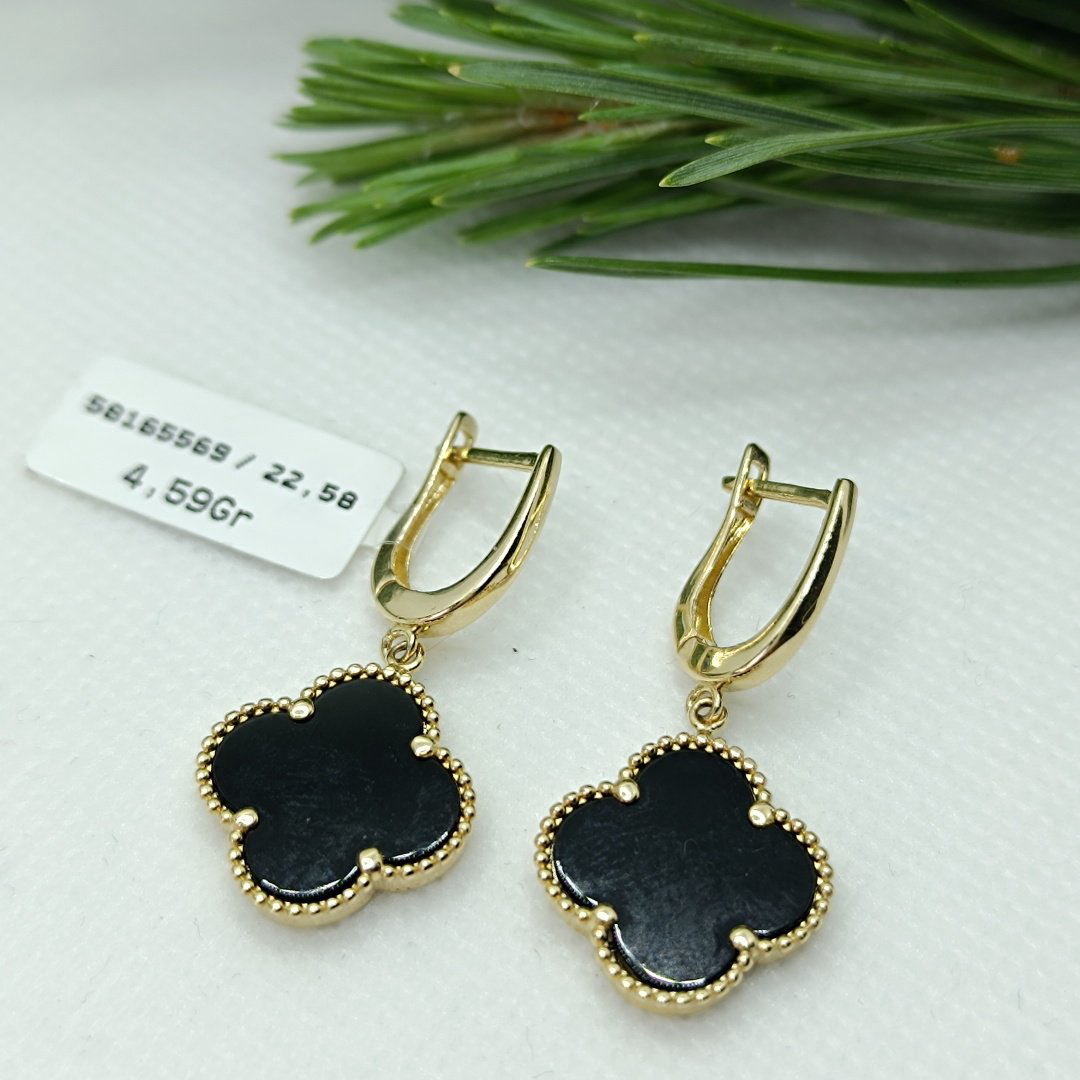 Серьги MANILAS GOLD Diana diamond вес 4.59 г золото, оникс купить,NaN