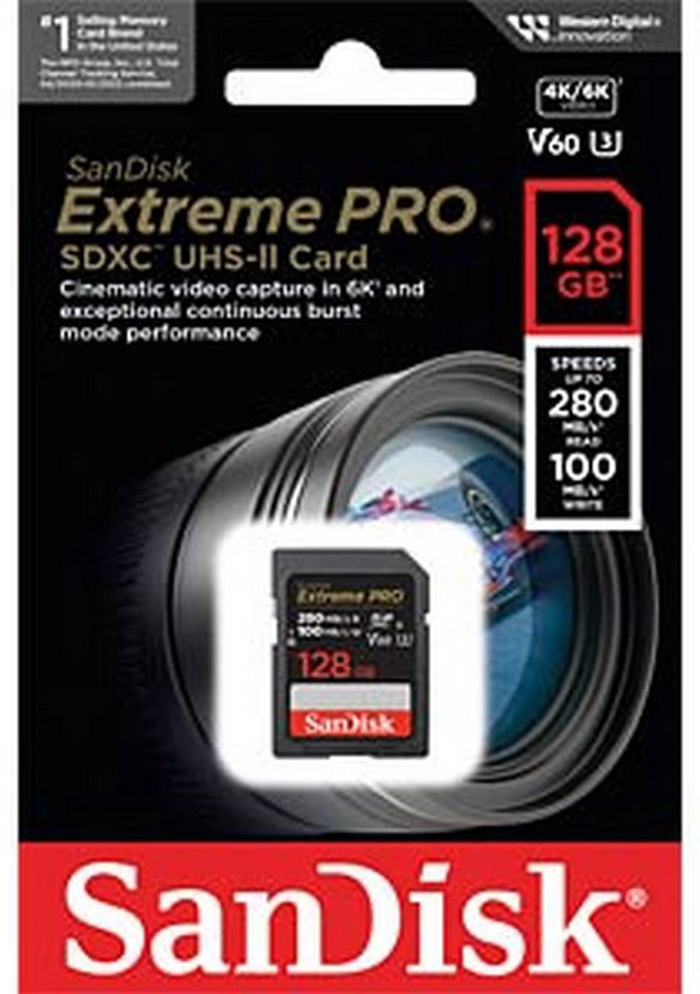 Карта памяти SanDisk Secure Digital XC Extreme PRO UHS-II V60 SDSDXEP-128G-GN4IN 128 Гб купить,NaN