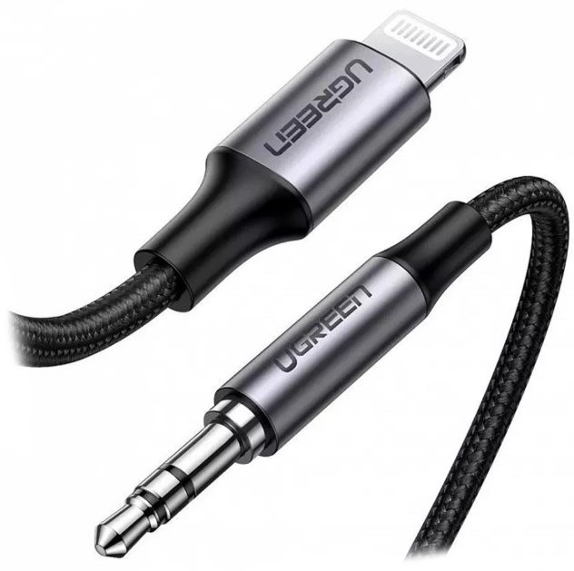 Переходник Ugreen 3.5 мм jack (F), Lightning, 2 м, US315 (70862) черный купить,NaN