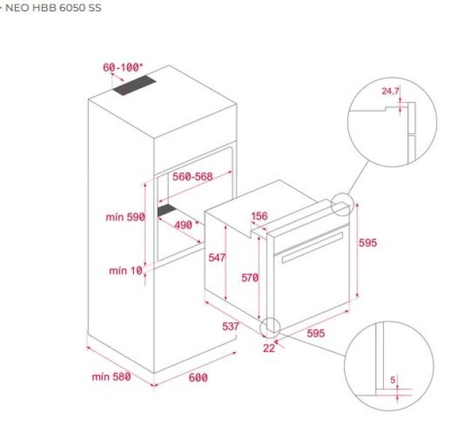 Духовой шкаф TEKA HBB 6050 SS черно-серебристый