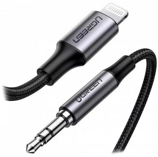 Переходник Ugreen 3.5 мм jack (F), Lightning, 2 м, US315 (70862) черный
