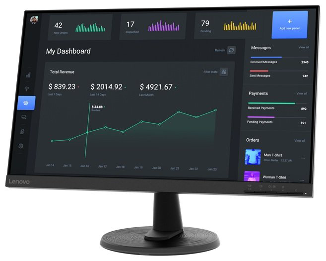Монитор 23.8" Lenovo 63DCKAT6EU черный купить,57440