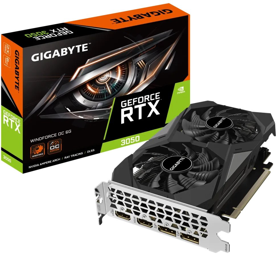 Видеокарта GIGABYTE GeForce RTX 3050 Windforce OC GV-N3050WF2OC-6GD 6 Гб купить,NaN