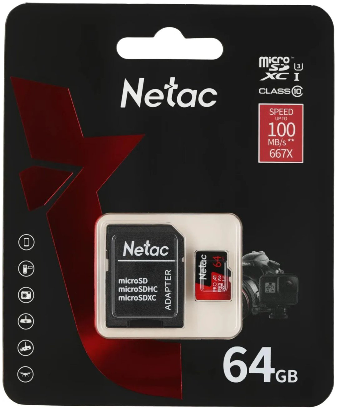 Карта памяти Netac P500 Extreme Pro NT02P500PRO-064G-R 64 Гб купить,NaN