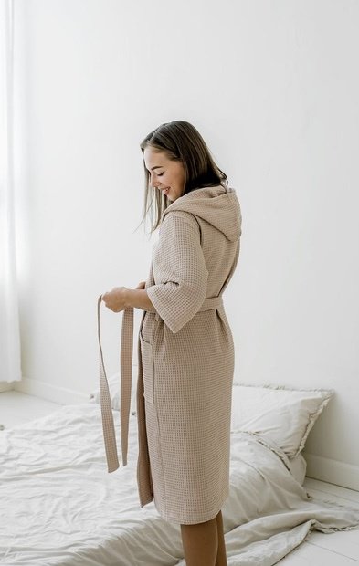 Вафельный халат COTTON бежевый