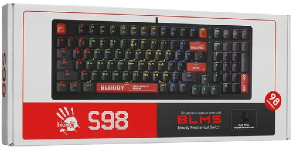 Клавиатура A4Tech Bloody S98 Sports (S98 SPORTS RED) черный - ForteMarket Клавиатура A4Tech Bloody S98 Sports (S98 SPORTS RED) черный купить,34230