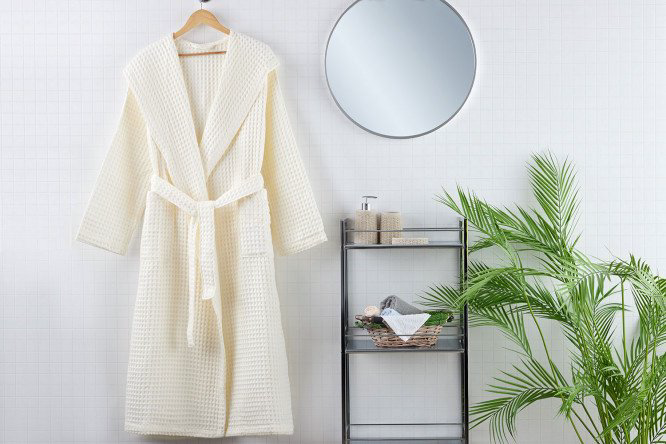 Вафельный халат COTTON айвори