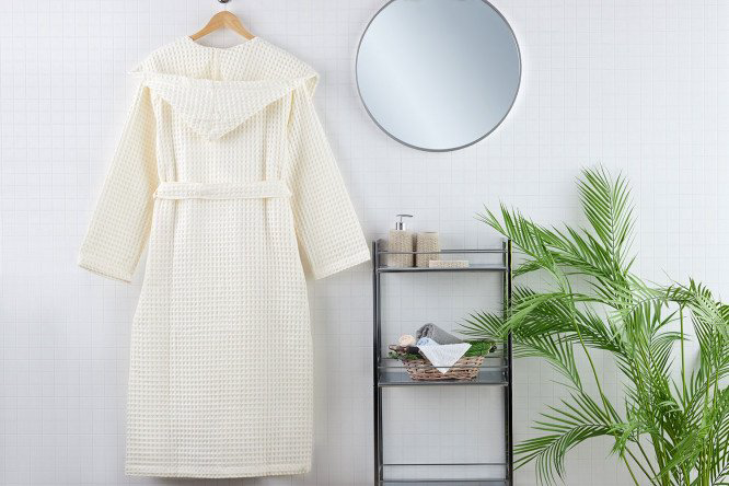 Вафельный халат COTTON айвори купить,NaN