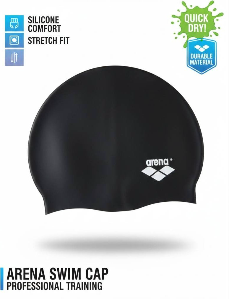 Шапочка ARENA Classic Silicone 91662 черный купить,NaN