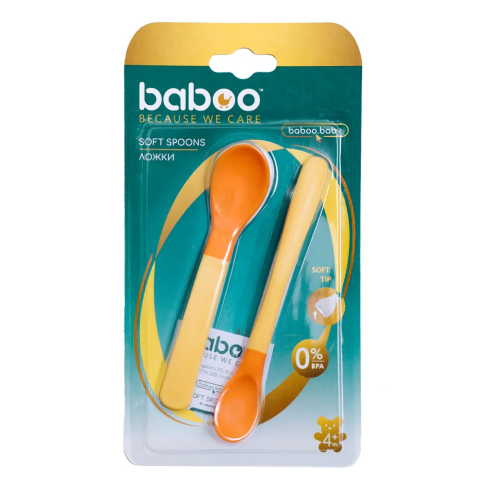 Набор столовых ложек для кормления Baboo 2 шт оранжевый купить,NaN