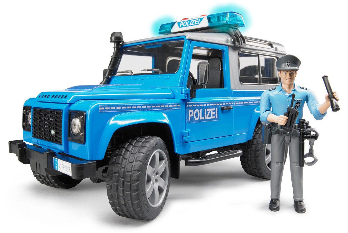 Внедорожник Bruder Land Rover Defender Station Wagon Полицейская с фигуркой купить,NaN