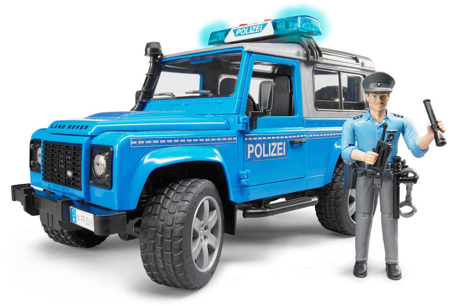 Внедорожник Bruder Land Rover Defender Station Wagon Полицейская с фигуркой купить,NaN