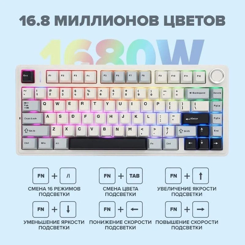 Клавиатура AULA F75 белый - ForteMarket Клавиатура AULA F75 белый купить,29000
