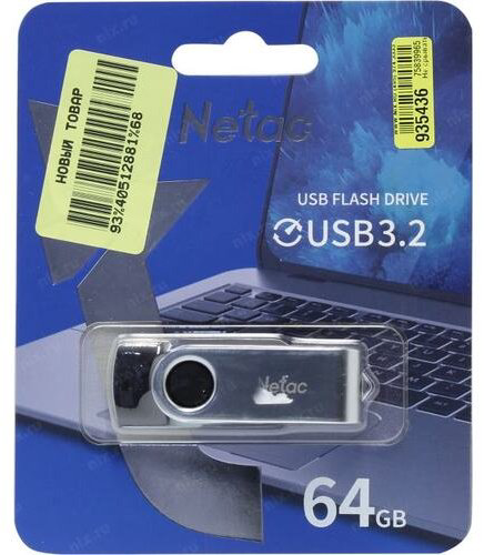 USB Flash карта Netac U505 USB3.2, NT03U505N-064G-32BK 64 Гб купить,NaN