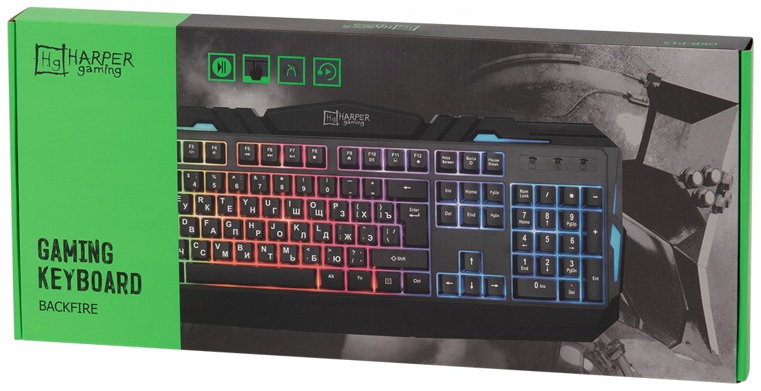 Клавиатура HARPER Gaming Backfire GKB-15 черный купить,NaN