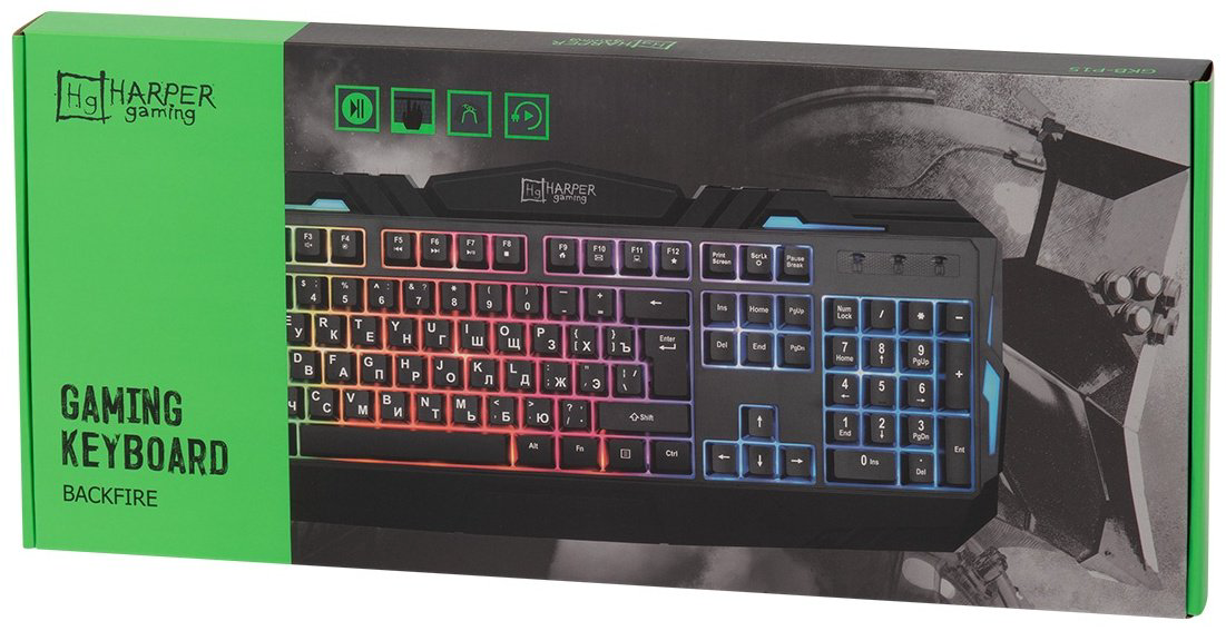 Клавиатура HARPER Gaming Backfire GKB-15 черный купить,NaN
