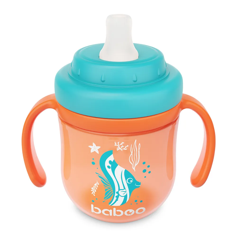 Поильник Baboo Sea life 6м+ 200 мл оранжевый  купить,NaN