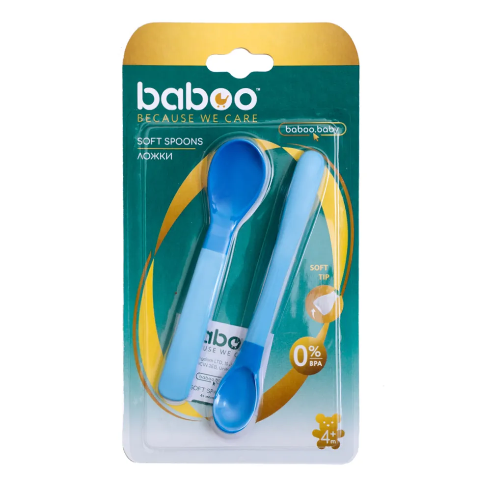 Набор столовых ложек для кормления Baboo 2 шт голубой купить,NaN