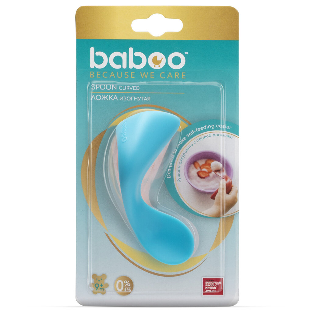 Столовая ложка Baboo изогнутая 9 м+ голубая купить,NaN