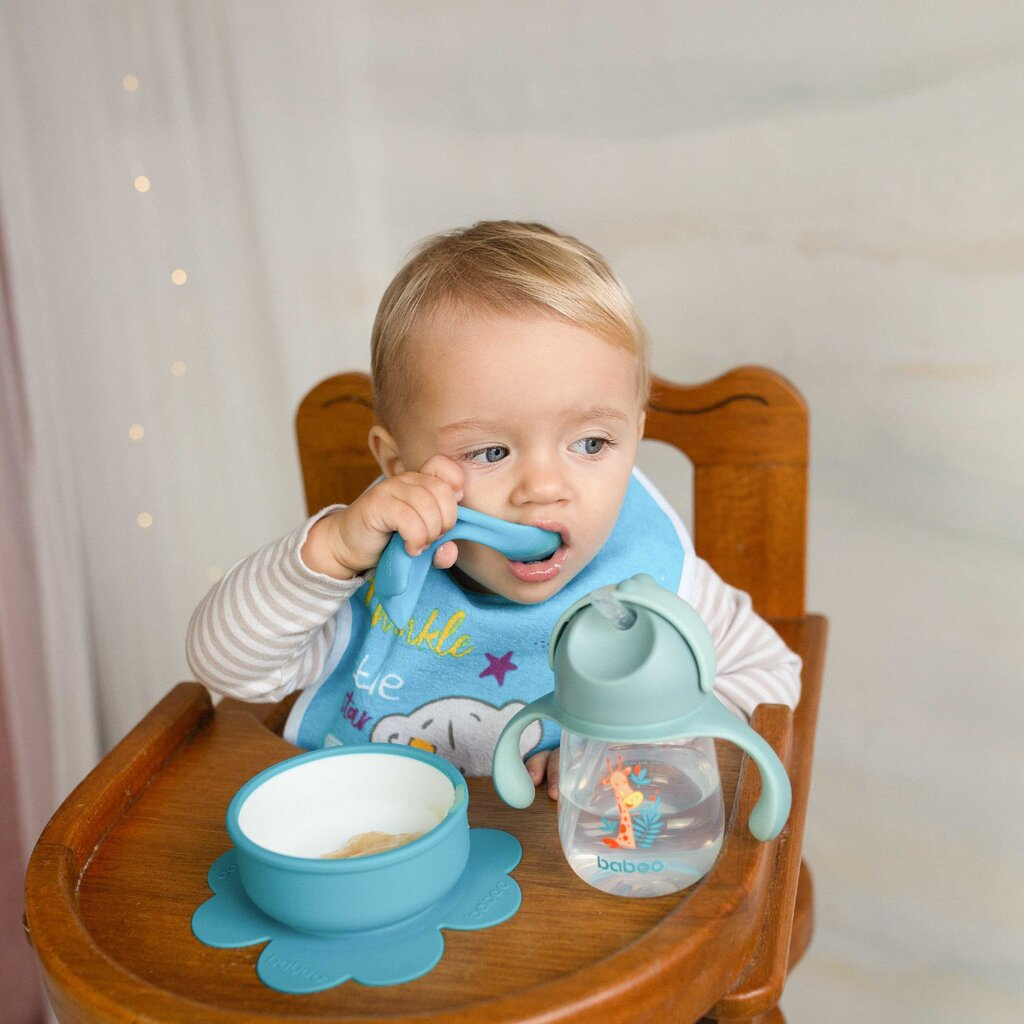 Столовая ложка Baboo изогнутая 9 м+ голубая купить,NaN