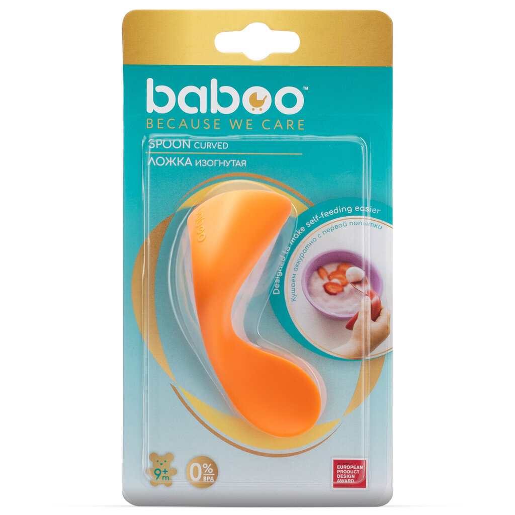 Столовая ложка Baboo изогнутая 9 м+ оранжевая купить,NaN