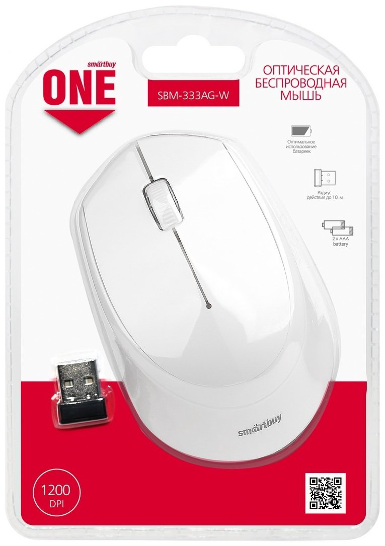 Мышь Smartbuy One 333AG-W белый купить,NaN
