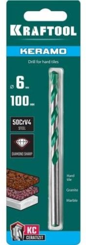 Сверло Kraftool по камню 29175-100-6 6 х 100 мм, 1 шт. купить,NaN