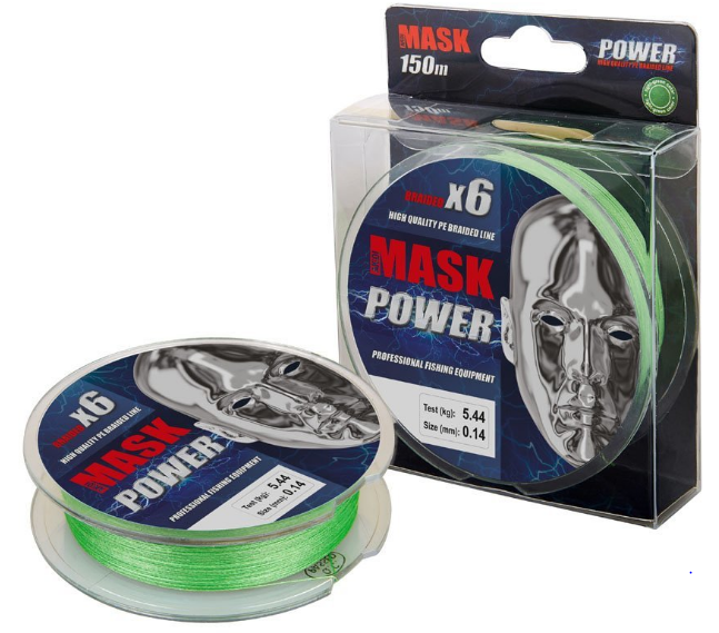 Леска плетёная Akkoi Mask Power X6-150 light green 0.10 мм 150 м зеленая