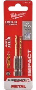 Сверло Milwaukee по металлу Shokwave HSS-G Tin Red 48894763 3 мм, 2 шт. купить,NaN