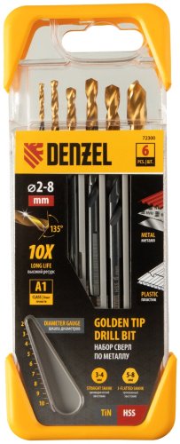 Сверло DENZEL по металлу, набор 72300 2 мм, 6 шт. купить,0