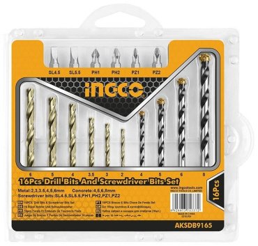Сверло INGCO AKSDB9165, 16 шт. - ForteMarket Сверло INGCO AKSDB9165, 16 шт. купить,0