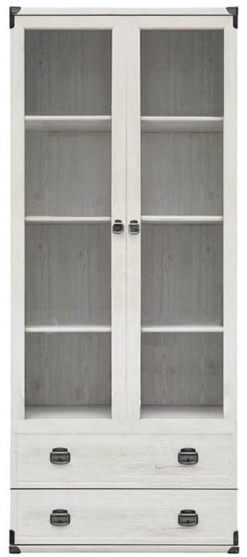 Шкаф-витрина Гербор Индиана JWIT 2D2S 195.5х80х40см белый купить,NaN