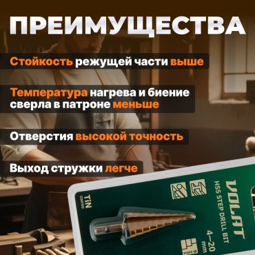 Сверло Волат ступенчатое 87020-20 20 мм, 1 шт. - ForteMarket Сверло Волат ступенчатое 87020-20 20 мм, 1 шт. купить,0