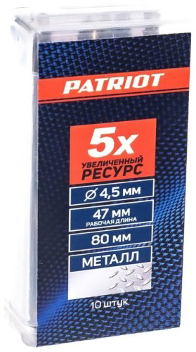 Сверло Patriot по металлу 815010030 4.5 мм, 10 шт. купить,NaN