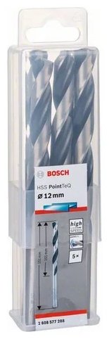 Сверло Bosch спиральное PointTeQ 2608577288 12 мм, 1 шт.