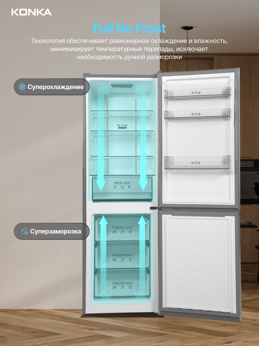 Холодильник KONKA KRL-344G серый - ForteMarket Холодильник KONKA KRL-344G серый купить,224990