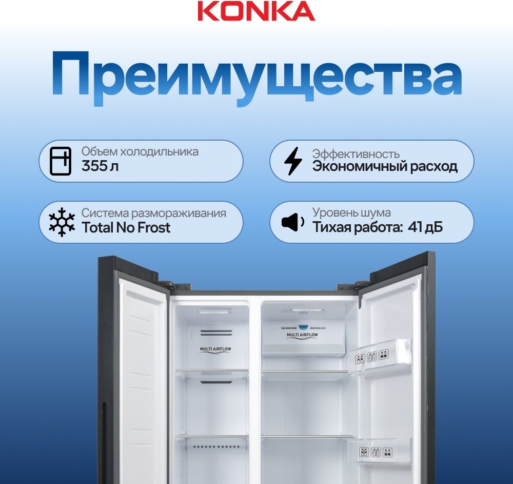 Холодильник KONKA KRSB-600GG серый