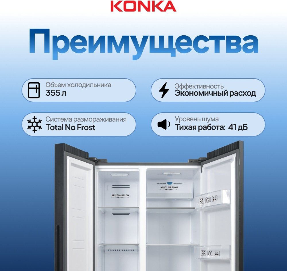 Холодильник KONKA KRSB-600GG серый - ForteMarket Холодильник KONKA KRSB-600GG серый купить,449990