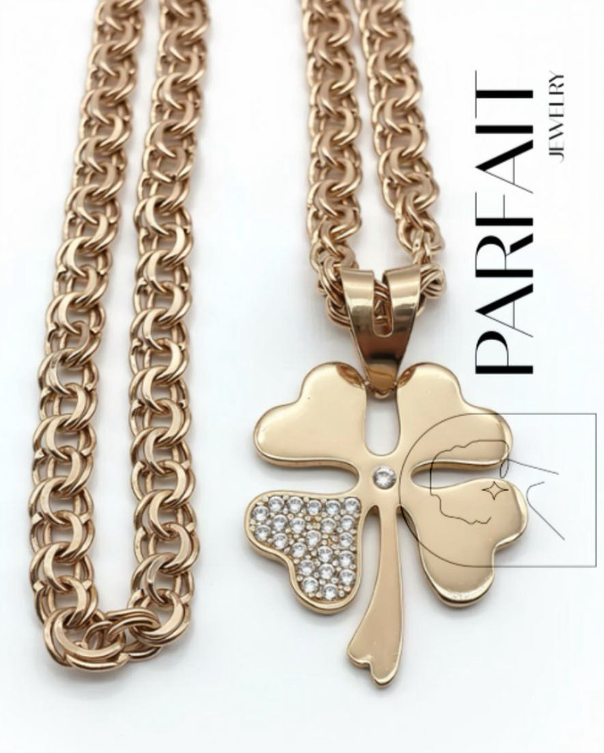 Колье PARFAIT JEWELRY Клевер длина 55 см вес 7.2 г золото, фианит купить,NaN