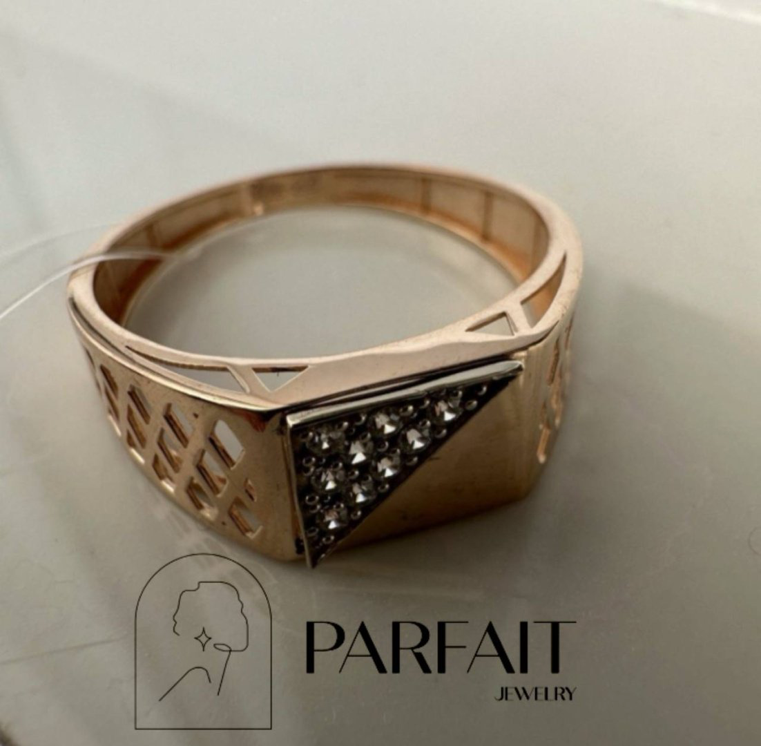 Кольцо PARFAIT JEWELRY Мужская печатка GFC_PJ_F_01 размер 19.5 вес 2.3 г золото, фианит купить,NaN