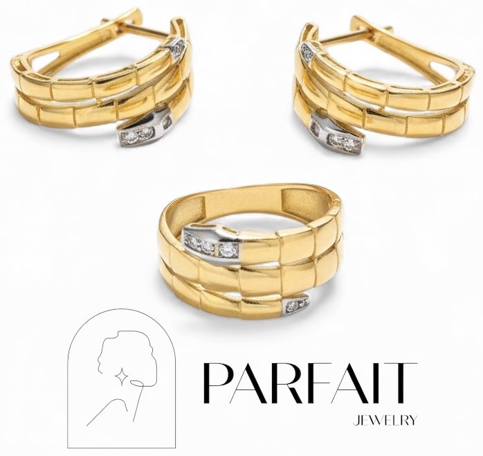 PARFAIT JEWELRY PJ_3Змейка_17.5размер_1 вес 7.24 г золото, фианит купить,NaN