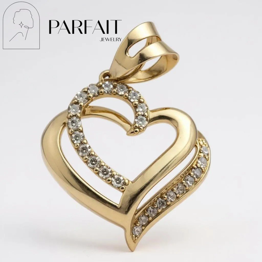 Колье PARFAIT JEWELRY Колье_Сердце_Бисмарк_PJ01 длина 55 см вес 4.2 г золото, фианит купить,NaN