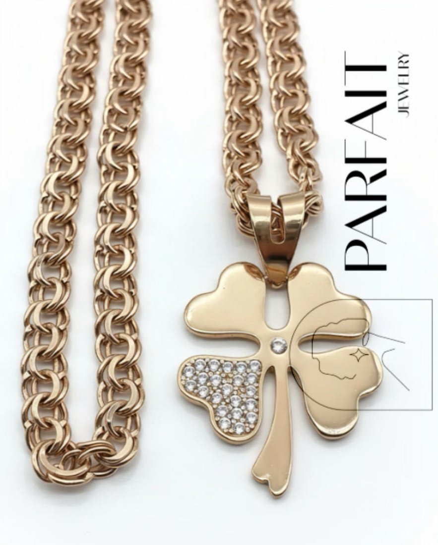 Колье PARFAIT JEWELRY Клевер длина 55 см вес 8.2 г золото, фианит купить,NaN