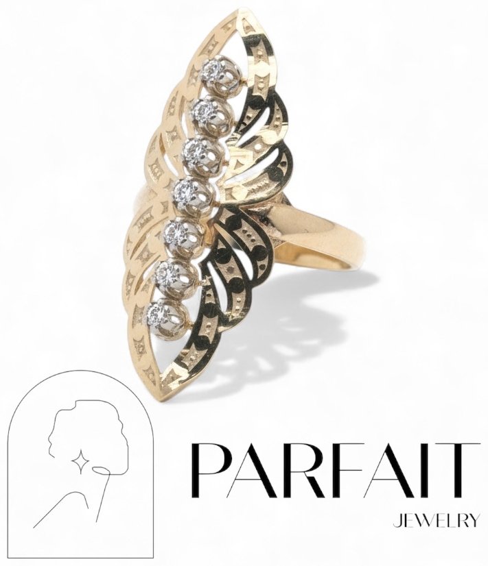 Кольцо PARFAIT JEWELRY PJ_7ф_узоры_16 размер 20.5 вес 4.1 г золото, фианит купить,NaN